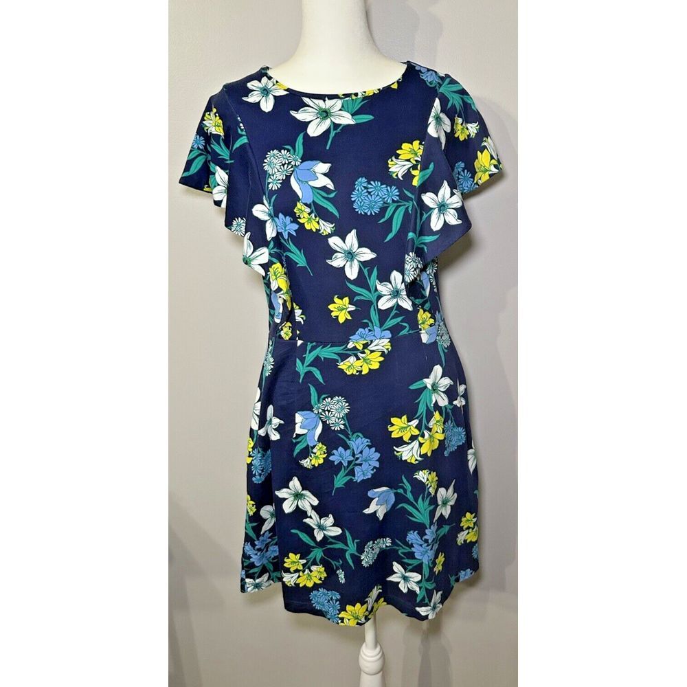 Draper James Elliston‎ Floral Ruffle Knit Dress 100% Pima Cotton M Cottagecore